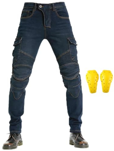 GEBIN Pantalones Vaqueros de Moto para Hombre con Protecciones Desmontables | Diseñados para desplazamientos diarios, rutas largas y salidas en moto durante el fin de semana