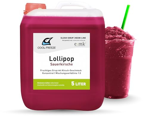 Slush Ice Sirop | Cerise – Sucette | 1:5 | 5 litres | Sans glycérine | Convient pour la machine Ninja Slushy | Qualité premium en direct du fabricant