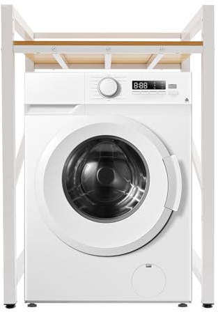 TENNIEX Heavy Duty Washer Dryer Stacking Rack Stand, 661lLBS Premium Iron Universal Washer Dryer Stand for Bathroom Laundry Room, 3-Level Adjustable Height (35.4in/37.4in/39.4in), White