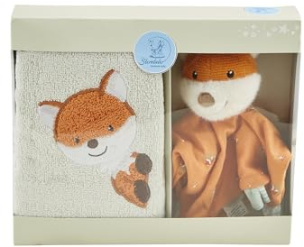 Sterntaler Geschenkset Fuchs Filou - bestehend aus Baby Schmusetuch mit Rassel & weichem, saugfähigem Kinderhandtuch - Unisex Geschenk zur Geburt - Baby Party, rost