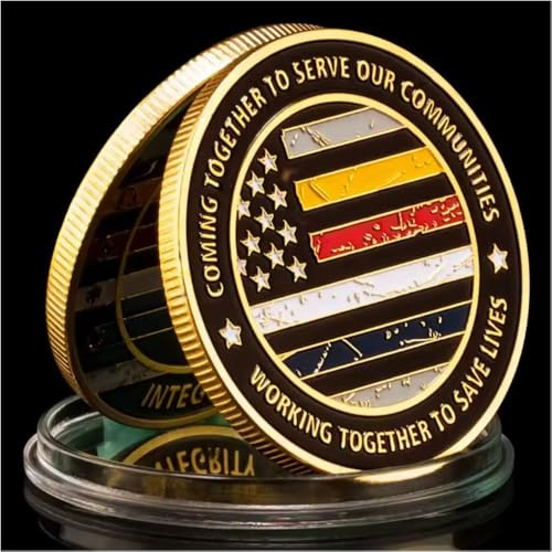 Monedas Conmemorativas De La Policía De Bomberos Y Servicios Médicos De Emergencia De Estados Unidos. Regalo Coleccionable Chapado En Oro. Trabajando Juntos Para Salvar Vidas. Monedas De Recuerdo.