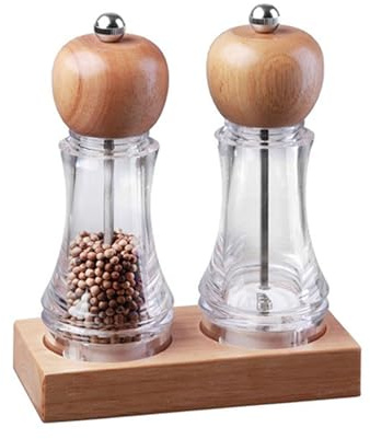 Set di macinini per sali e peperoni in legno, regolabile, macinino per spezie, ricaricabile, sali manuali per cucina, sale manuale ricaricabile