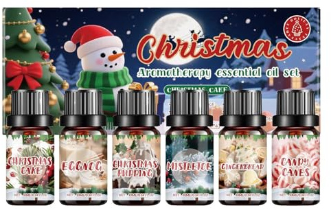 Generisch Weihnachts Duftöl Set | 6er Set Weihnachtliche Aromatherapie Öle Für Diffusermodelle - Duftstoff Für Seifenformen Bastelbedarf Zuhause Wohnzimmer Schlafzimmer