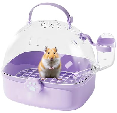 Caja de transporte para hámster | Caja portátil para animales pequeños con botella | Bolsa de transporte de aves transpirable para erizos, chinchillas, cacatúas, periquitos