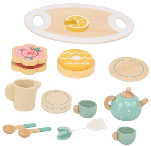 Parliky Set de Jeu Dînette Bois pour Garçon Fille Service à Thé Éducatif pour Filles et Garçons Imitation pour Tea Party et Jeux de Rôle Développement Social et Cognitif