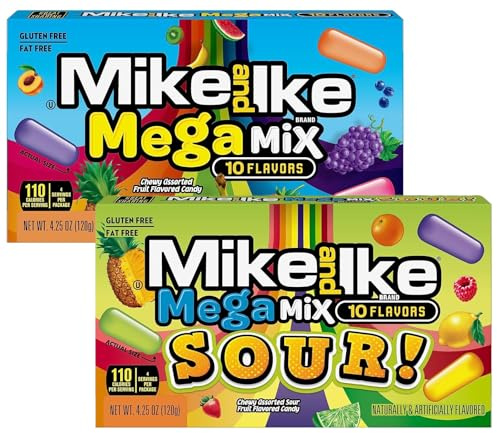 Mega Mix + Mega Mix Sour Doppelpack – 2 x 120 g Kaubonbons – Amerikanische Kultsüßigkeit – Fruchtig, sauer & bunt