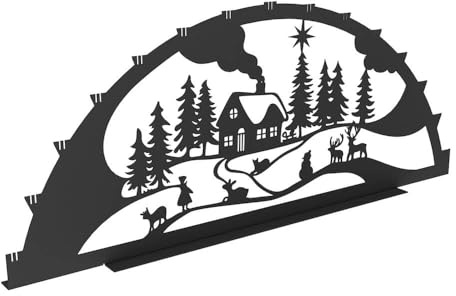 KNOBLOCH Schwibbogen aus Metall Winter-Motiv | XXL für außen | Schwarz | Outdoor | Weihnachtsdeko für Fenster, Garten und Balkon | Weihnachtsbeleuchtung (150 cm, Winter)