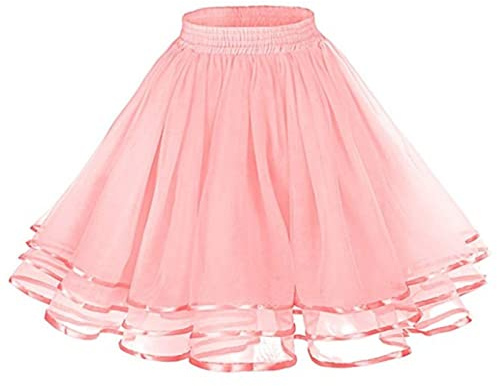Tüllrock Damen Tüll Tütü Rock 50er Rockabilly Minirock Elastische Hohe Taille Ballettrock Erwachsene Tutu Kurz Unterrock Fasching Petticoat Geschichtet Rock Karneval Kostüm Festliche Outfit
