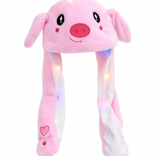 Grion Rainbow White Plush Rabbit Hat - Cute Cartoon Animal Ears Bunny Paw Hand Headband - for Women Girls Costume Halloween Christmas Photo Prop Party Fun Headwear
