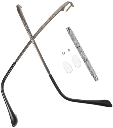 COSMEVIVI Glasögonreparationskit med Metallarm i Pistolgrå Svart Arm Skruvar och Skruvmejsel Passar de Flesta Glasögon och Solglasögon Stabiliserande Näskuddar för och stil