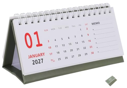 Uonlytech Minimalist Stående Skrivbordsflipkalender Månadskalender med Spiralbunden Planering Platsbesparande och Stabil för Hem Kontorsbruk