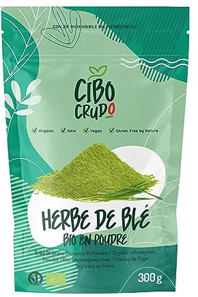 Herbe de Blé Bio en Poudre - 300g. Source de Chlorophylle Vitamine A C et E. Contient Antioxydants. Pour Jus et Smoothies. Action Purifiante. Wheatgrass Powder Organic.