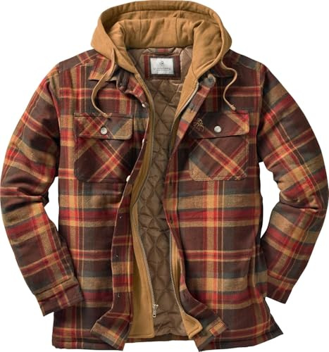 Legendary Whitetails Men's Maplewood Hooded Shirt Jacket (XX-Large, Maplewood Brown Plaid)