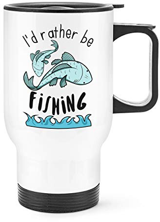 I'd Rather Be Fishing Travel Mug Cup with Handle