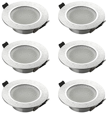 SEBSON Gehäuse für Einbaustrahler Bad IP44 mit GU10 Fassung LED, 6er Set | Geeignet für LED & Halogen Lampen 230V, Einbaurahmen Aluminium, Lochdurchmesser 70mm (67-83mm) für Einbau Deckenleuchten