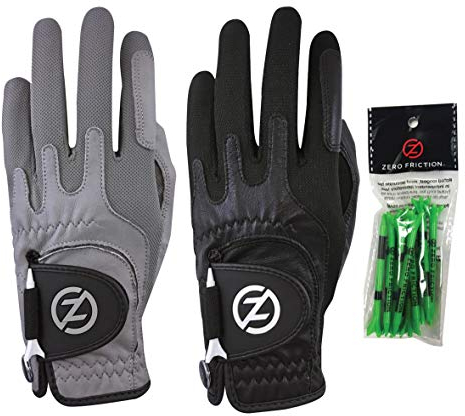 Zero Friction Cabretta Elite - Guanti da golf universali per mano sinistra, confezione da 2, taglia unica, grigio e nero