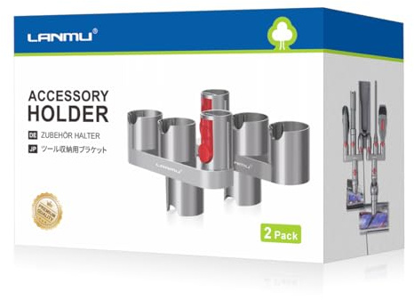 Wall Mount Accessory Holder Compatible with Dyson V15 V11 V10 V8 V7 Gen5 | Drill Free Vacuum Attachments Organiser for Dyson Cordless Vacuum Docking Station, 2 Pack 6 Storage Sockets
