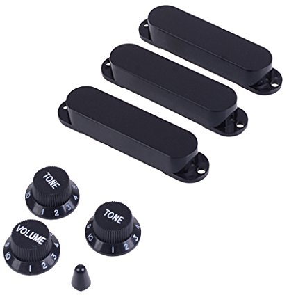 3pcs Pickup Cover Abdeckung Tonabnehmer Kappe + Gitarre Potiknöpfe, 1 + 2 - E-Gitarre, Schwarz