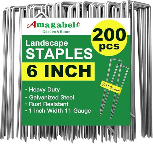 AMAGABELI GARDEN & HOME 200 Erdanker Bodenanker Unkrautvlies Anti-Rost Stück Aus Gehärtetem 150 MM Durchmesser Stahl Erdanker Verzinkt Premium - U-förmig Bodenanker Unkrautvlies Gartenvlies Heringe