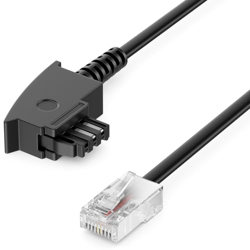 deleyCON 6m Cable del Enrutador TAE-F en RJ45 (8P2C) Cables de Conexión Compatible con DSL ADSL VDSL Fritzbox Internet Enrutador al Enchufe Telefónico TAE Negro