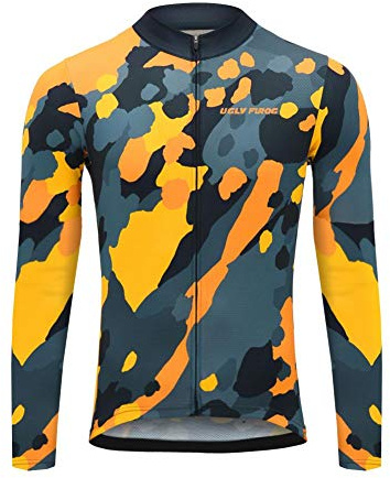 UGLY FROG Herren Radtrikot mit Fleecefutter Winddichte Warm Fahrradbekleidung Langarm MTB Fahrradjacke für Winter