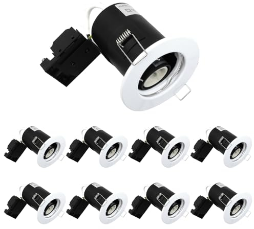 Wondlumi 8X Fire Rated Downlights, White IP20 Spot Lights Recessed Ceiling Lights Spotlights Fitting 240V for Bedroom, Living Room, No Bulbs