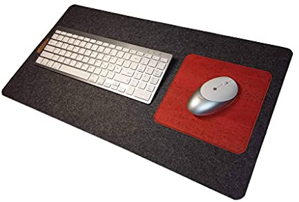artistalista Schreibtischunterlage Filz Handmade Auflage für Tastatur mit Mauspad Merino Wollfilz Kork Farb- und Längenauswahl