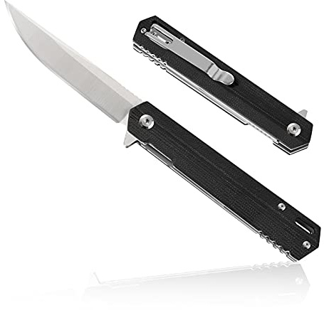 HONZIN Navaja de Bolsillo 3Cr13 Cuchillo Plegable de Acero Inoxidable Mango G10 Cuchillo Portátil de Supervivencia para Acampar Cuchillos de Bolsillo de Caza con Cierre de Seguridad