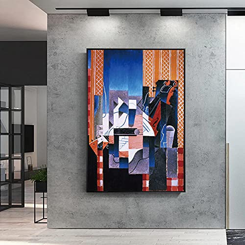 dsdsgog Abstrakte Künstlerische Geige Von Picasso Leinwand Gemälde Poster und Drucke Wandkunst Bild für Wohnzimmer Wanddekoration 40x60cm Rahmenlos