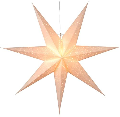 EGLO Weihnachtsstern für innen, Dekostern beleuchtet aus Papier zum Aufhängen, Fenster-Leuchtstern in Weiß, 3D Adventsstern mit Kabel, E14