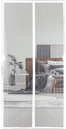 Hilftio Fliegengitter balkontür 90X230cm Fliegengitter Fenster tesa Rahmen tür ohne Magnet mückengitter balkontür Schlafzimmer, Weiß