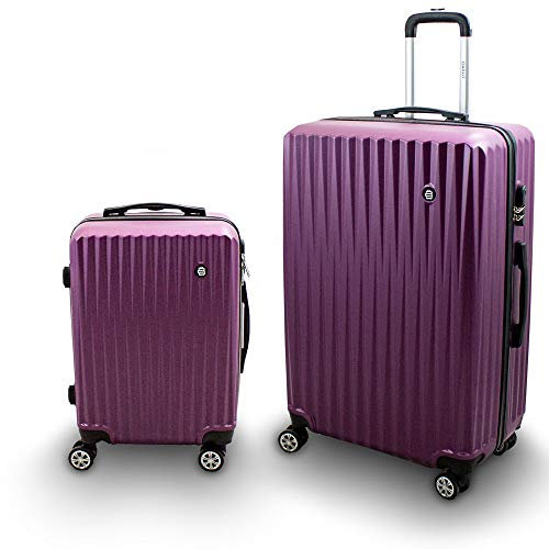 Lacestone Barut Kofferset M + XL 2-teilig Reisekoffer Trolley Hartschalenkoffer ABS Teleskopgriff Modell General (Lila)