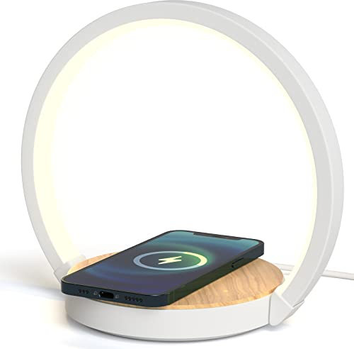 VOSFEEL Lampada da Comodino a 3 intensità con Caricabatterie Wireless Controllo Touch Lampada da Tavolo Lampada da Scrivania