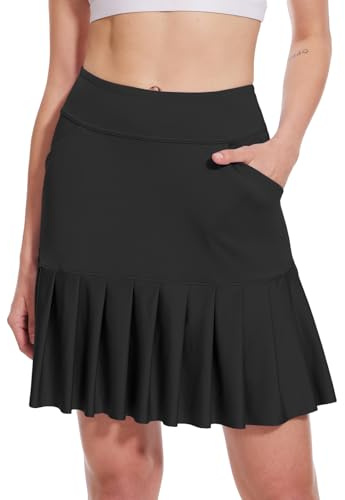 MOTEEPI 19 Golf Röcke für Frauen Knie Länge Ruffle Saum Rock Tennis Rock Athletic Skort für Workout Laufen