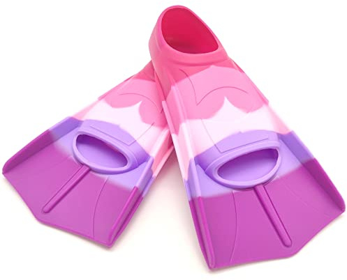 Gugmoy Swimming Training Fins,Kids Swim Fins,Comfortable Swimming Flippers Suitable for Children,Beginners,Girls,Boys,Adults (S, 2C-Rosered)