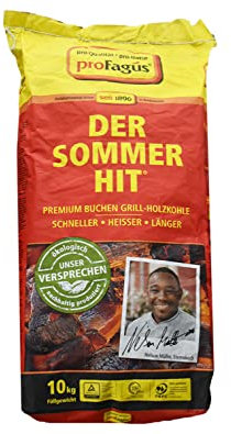 Profagus Favorit Holzkohle Grillbriketts Grillis Sommerhit Premium Qualität | 6kg 9kg 10kg 15kg 20kg | Grillen + GRATIS HL Kauf Notizblock (10kg Holzkohle + 1 HL Kauf Block), Schwarz