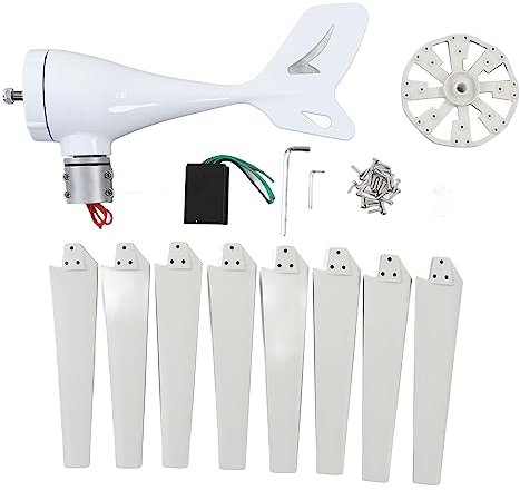 Windgenerator 500 W mit MPPT-Regler, 8 Rotorblätter, Permanentmagnet-Synchrongenerator für Wohnmobil, Bootshaus (24V)