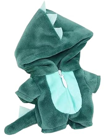 niannyyhouse 10 cm große Plüschpuppenkleidung, Dinosaurier-Hai-Einteiler, lockerer Body, weich, gefülltes Plüschtier, Verkleidungszubehör (grün)