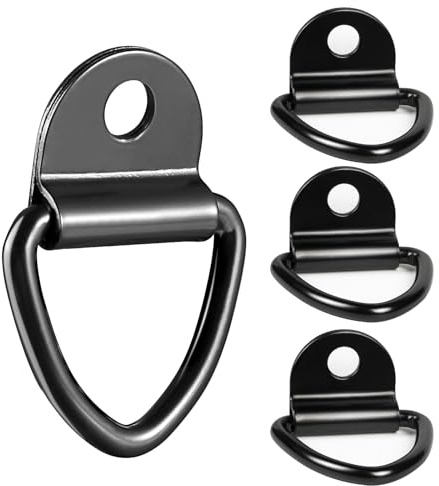 4 Stück Spannanker Heavy Duty Zurrgurte D-Ringe Stahl Cargo Spannringe Anhänger Van Befestigungshaken für Auto Anhänger LKW Boot Seil Montage – Schwarze Beschichtung Belastung 450 kg