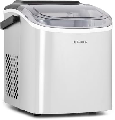 Klarstein Maquina de Hielo para Encimera, Maquina Hacer Cubitos de Hielo para Casa, Producción 20 kg., Depósito Agua Capacidad 3 l., Hielos Grandes y Pequeños, Ice Maker Sistema Auto Limpieza