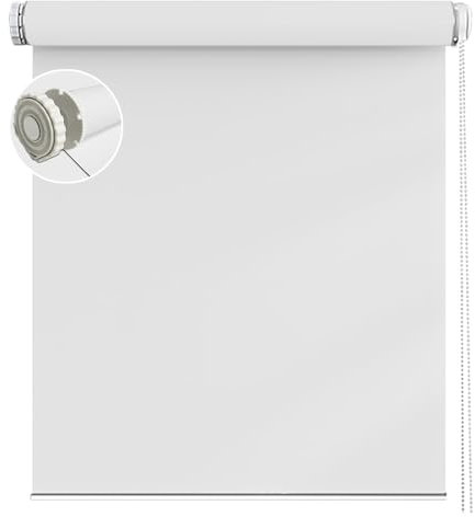 Verdunkelungsrollo Klemmfix 40 x 120 cm Flexibler Seitenzug Top Qualität Deckenmontag Seitenzugrollo mit Kette, für Fenster innen Wandmontage, Weiß