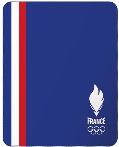 Juegos Olímpicos de París 2024 - Manta Estampada (110 x 140 cm), diseño de Bandera Olympique | Oeko-Tex | Manta Polar Grande | Azul