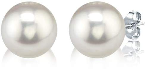 LIHELEI Orecchini a Lobo Con Perle d'Acqua Dolce Bianche - Argento Sterling 925, 12 mm - Regalo per Donne