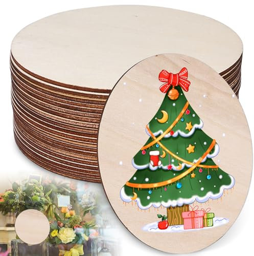 20 Stück Runde Holzscheiben, 20cm Durchmesser Runde Naturholzscheiben, 3mm Unbehandelt Holzplatte, Rund Holzscheiben zum Basteln für Weihnachten, DIY-Projekte, Kinder Kartenherstellung
