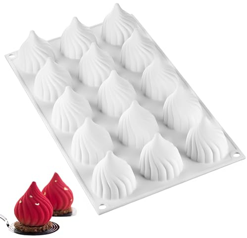 KOMUNJ 15 Löcher zwiebel silikonform，für das Cupcake Backen,Seife Backform,Pudding, Schokolade (Zwiebel/Spiralform)