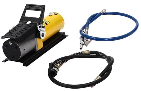 Drucklufthydraulische Pumpe 10000PSI Drucklufthydraulische Fußpumpe mit 2 Schläuchen Pneumatische Hydraulikpumpe Lufthydraulikpumpe Air Hydraulic Pump 90% Vormontiert