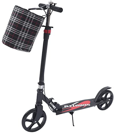 Klappbar Scooter, Höhenverstellbar (91-106 cm) Cityroller Doppelbremse Erwachsene Kinder Scooter mit Aufbewahrungstasche - 150 kg Tragkraft, Schwarz
