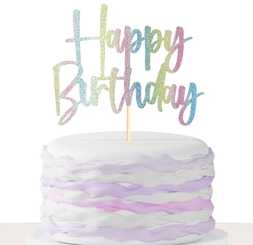 Sumerk 1 PC Rainbow Happy Birthday Cake Toppers Happy Birthday Decorations Birthday Cake Toppers for Women Men Cake Decorations for Birthday Party