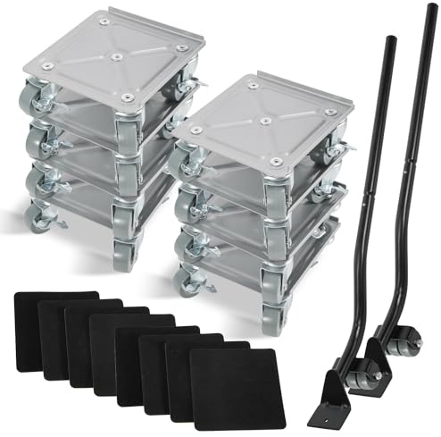Jiubiaz Möbelroller Set |möbelroller transportroller Max 600KG,Verbesserter Möbelheber 360 Rotation,möbelrollen Stabiler mit Anti-Rutsch-Pad,möbelheber mit Rollen (8 Stück)