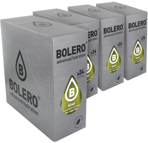 SET 96 BOLERO DA 9 GRAMMI KIWI Preparato istantaneo per Bevande con Stevia e Vitamina C e Senza Zucchero